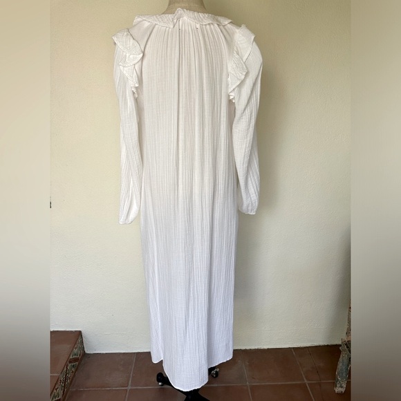 Xirena white 100% cotton long sleeved maxi with belt Size Small - Picture 3 of 9